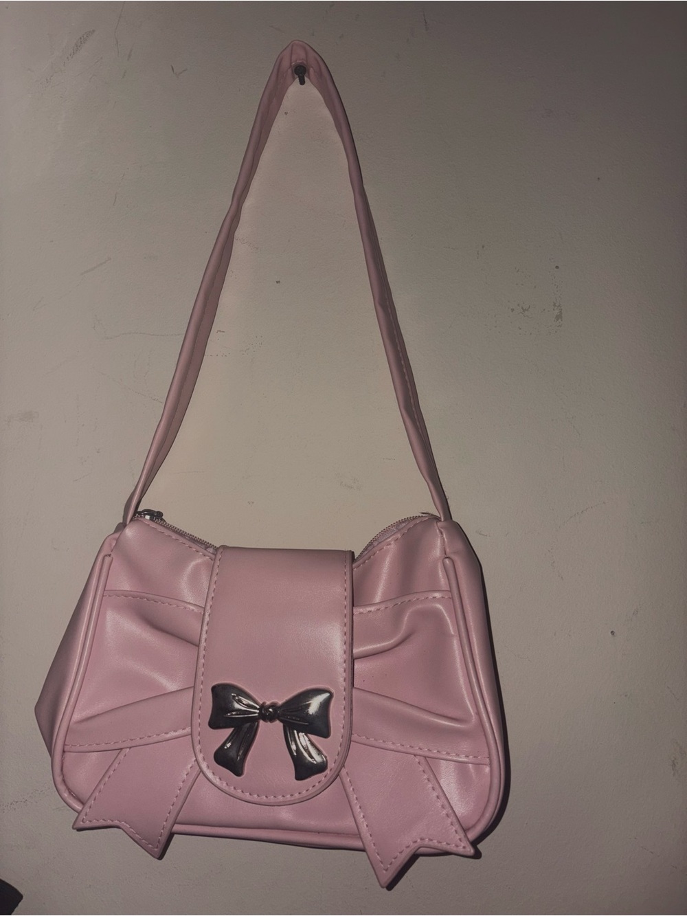 SHEIN Pastel Pink Mini Shoulder Bag with Bow Accent